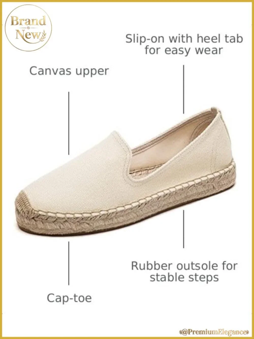 Women's Canvas Espadrille Platform Loafers Cap-Toe Slip-On Flats